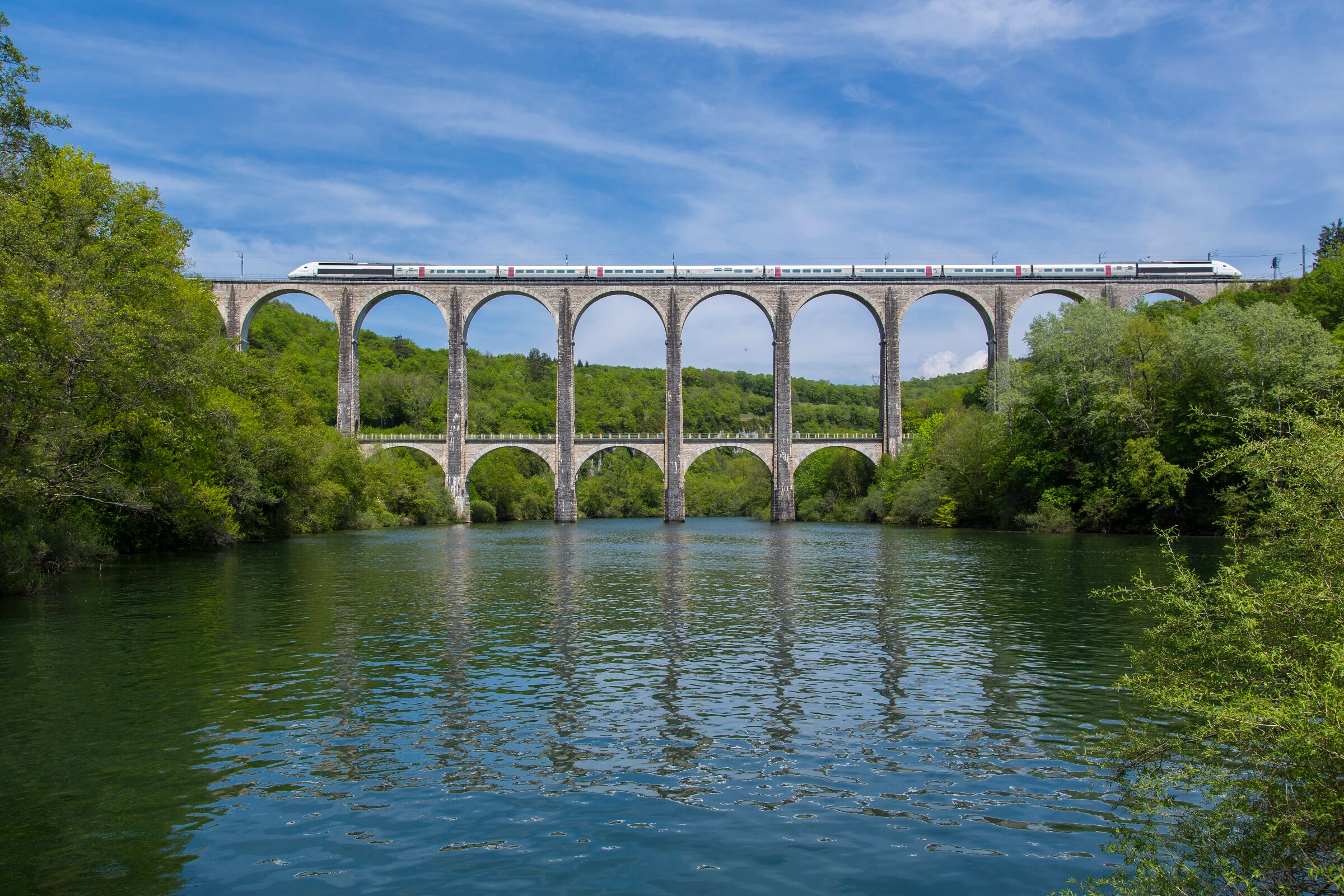 TGV Duplex of SNCF (Société National des Chemins de fer Français) between Cize-Bolozon and Simandre-sur-Suran, France-2.jpeg